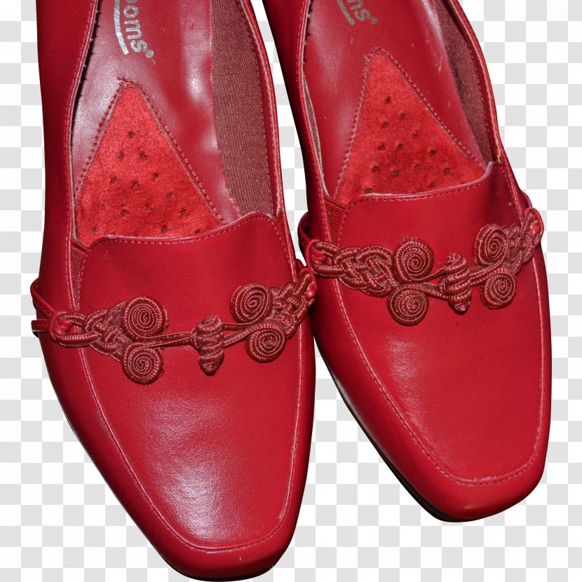 Slip-on Shoe RED.M - Red - Leather Wide Heel Shoes For Women Transparent PNG