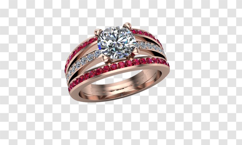 Wedding Ring Ruby Silver Diamond - Ceremony Supply Transparent PNG