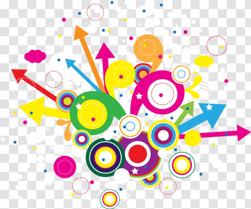 Party Euclidean Vector Clip Art - Flyer - Abstract Colored Circles Arrow Pattern Transparent PNG