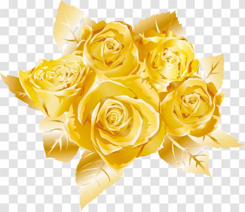 Garden Roses Gold - Flower Bouquet - Hand-painted Golden Rose Transparent PNG