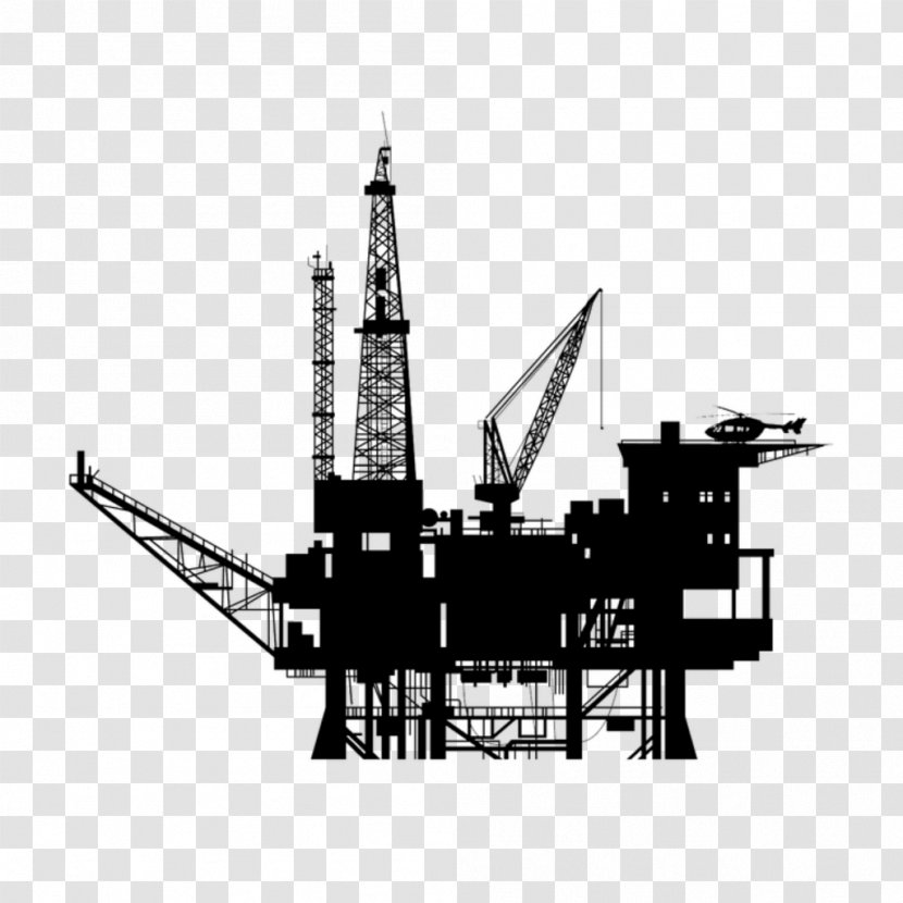 Oil Platform Drilling Rig Vector Graphics Petroleum Clip Art - Black And White - Gas Production Transparent PNG