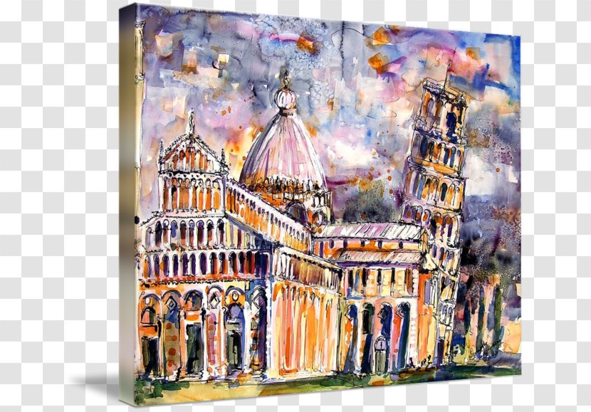 Leaning Tower Of Pisa Painting Canvas Print Art - Italy Transparent PNG