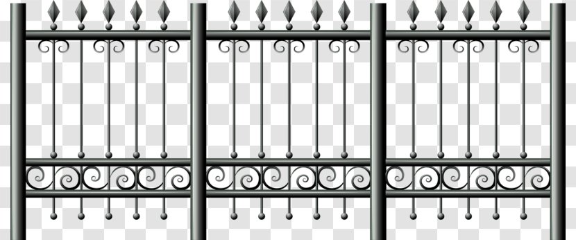 Picket Fence Iron Railing Clip Art - Monochrome Photography - Gates Transparent PNG