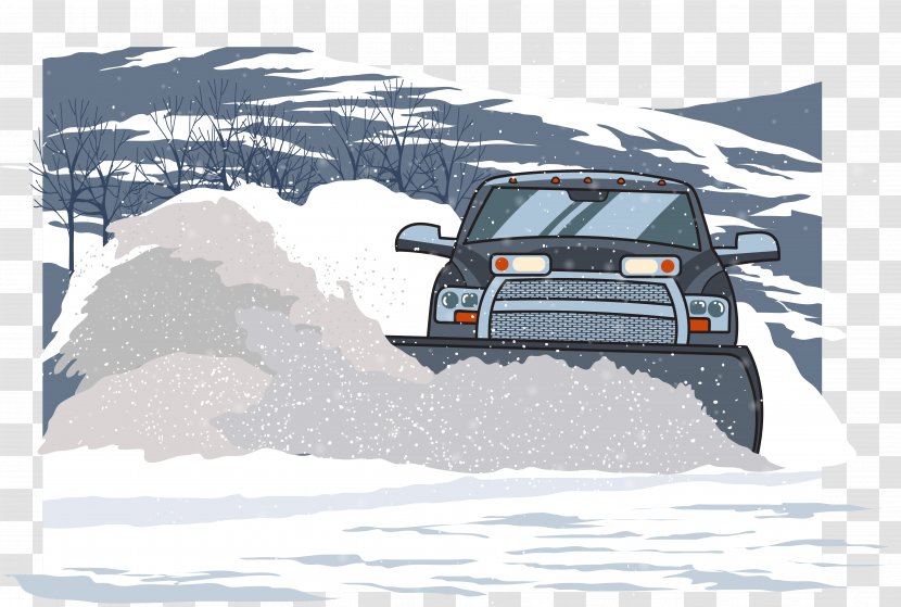 Pickup Truck Snowplow - Car - Clean Up The Residual Snow Vector Transparent PNG