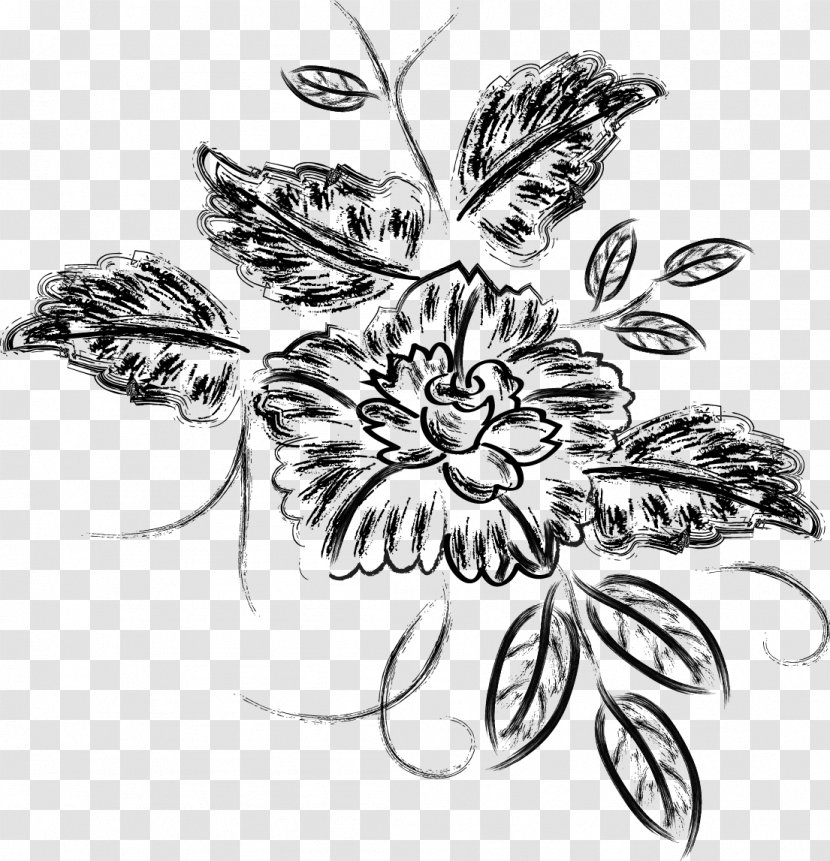 Floral Design Visual Arts Black And White Drawing - Plant - Pollinator Transparent PNG