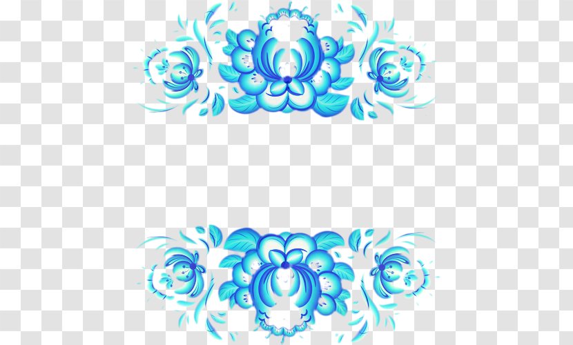 Floral Ornament - Blue - Turquoise Aqua Transparent PNG