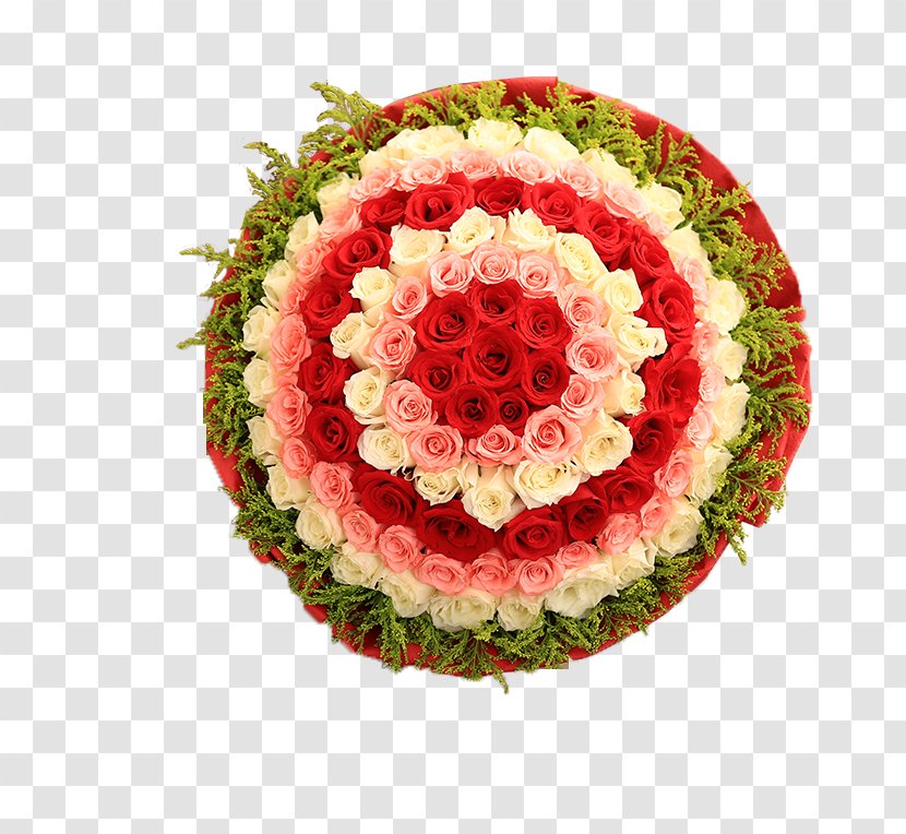 Rainbow Rose Flower Bouquet - Ikebana - Multicolor Roses Transparent PNG