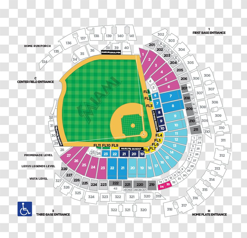 Marlins Park Miami Segerstrom Center For The Arts AT&T Yankee Stadium - Baseball Transparent PNG