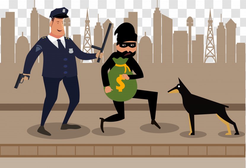 Cartoon Police Officer Arrest - Theft - The Arrested Thief Transparent PNG