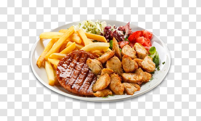 French Fries Pizza Chicken And Chips Junk Food Kebab - Full Breakfast Transparent PNG