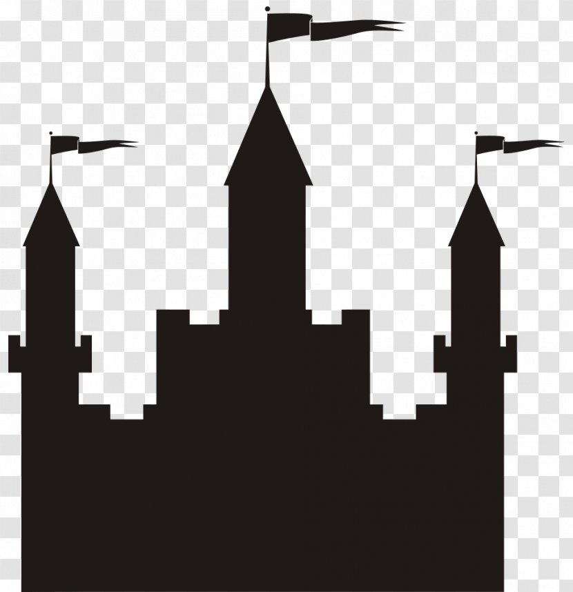 Clip Art Vector Graphics Image Castle - Black And White Transparent PNG