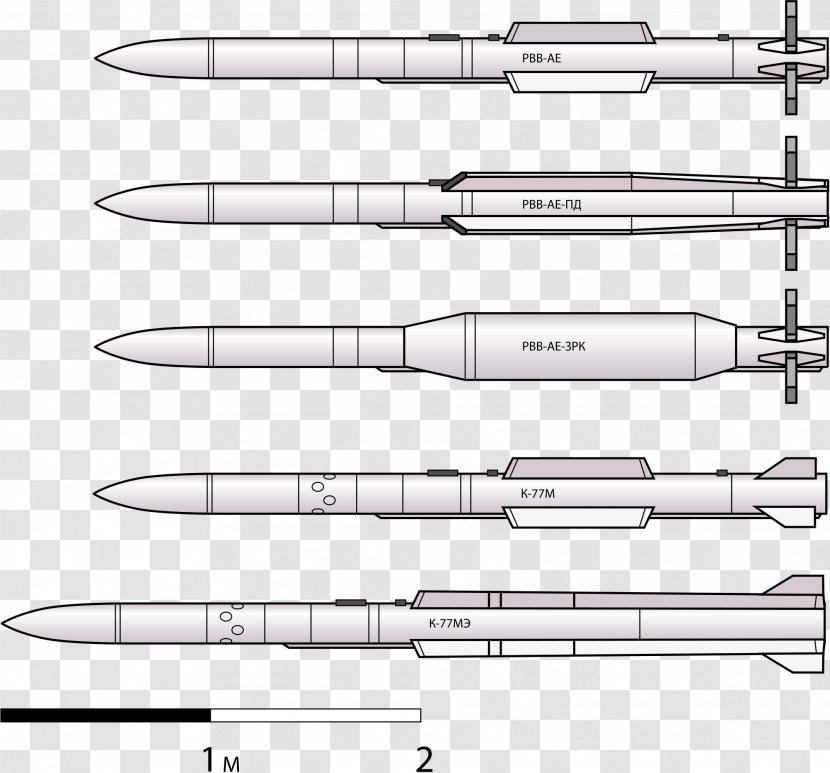 R-77 Air-to-air Missile AIM-120 AMRAAM Vympel NPO - Line Art - Rocket Transparent PNG
