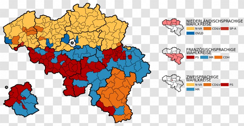 Belgian Federal Election, 2014 Chamber Of Representatives New Flemish Alliance Provinces Belgium - Map Transparent PNG