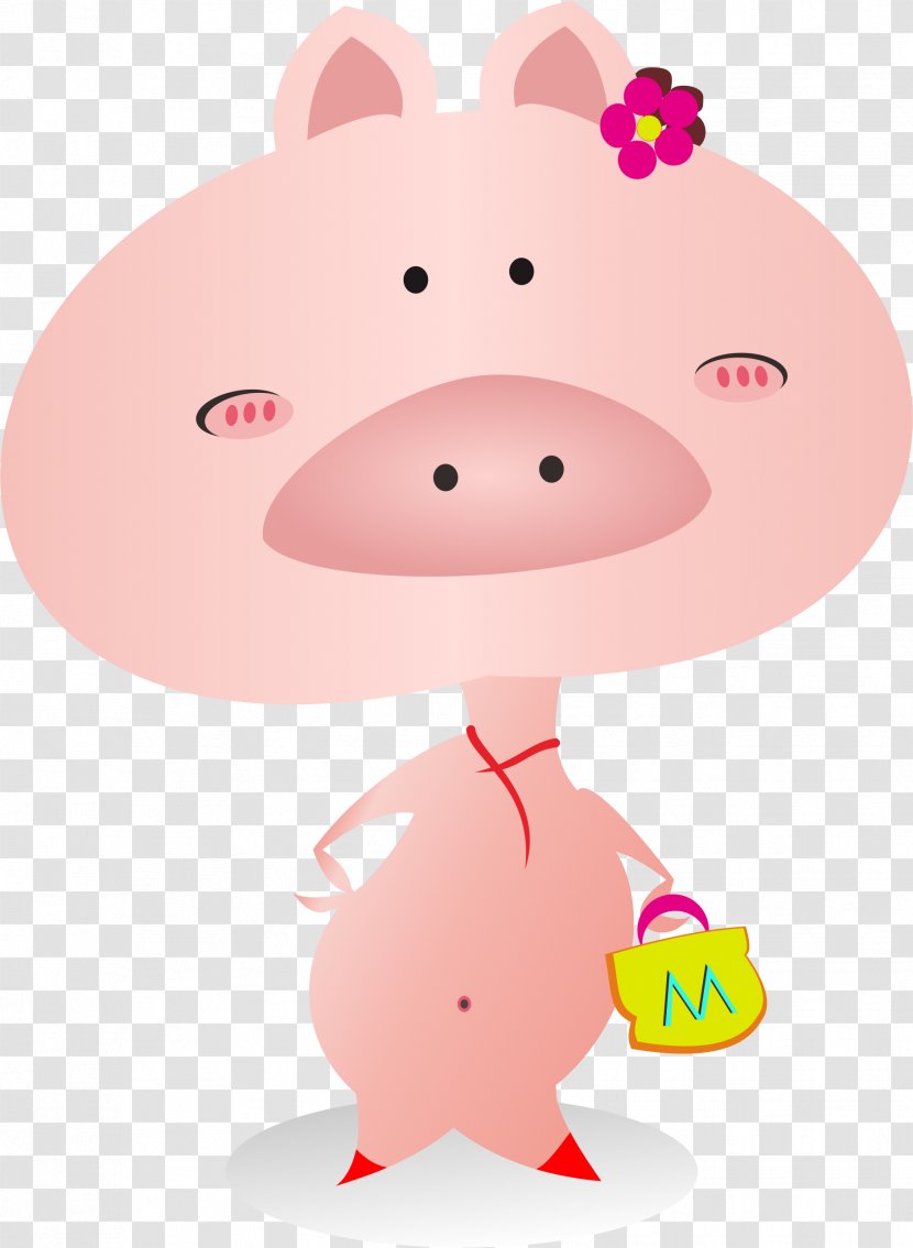Domestic Pig Cartoon Logo - Pink - Cute Transparent PNG