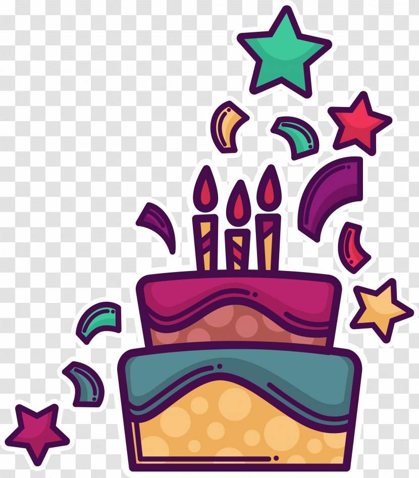 Birthday Cake Cartoon Clip Art - Purple Transparent PNG