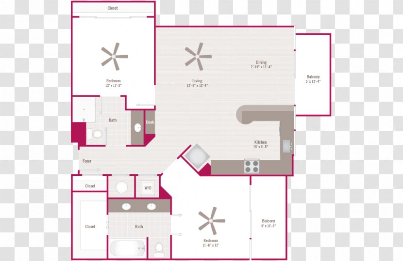 Floor Plan Sixty11th Luxury Midtown Apartments Window - Apartment Transparent PNG