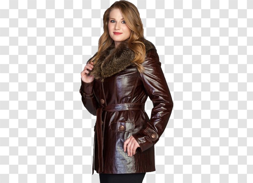 Leather Jacket Fur Clothing Coat - Woman Transparent PNG
