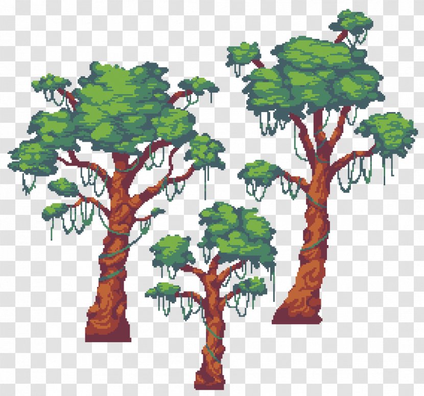 Tree Woody Plant Branch Pixel Art - Jungle Transparent PNG