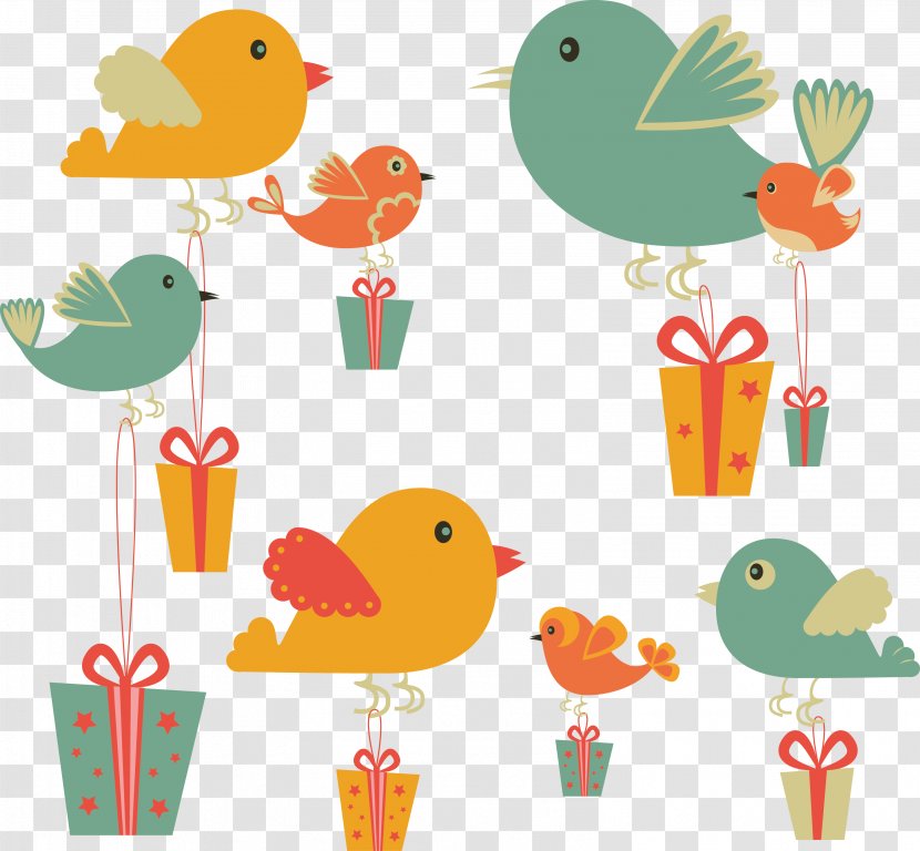 Boxing Day Clip Art - Cartoon Bird Greeting Cards Vector Material Transparent PNG