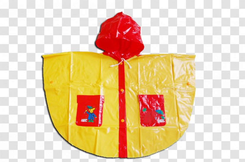 Yellow Polyvinyl Chloride Outerwear Red Raincoat - Frame - Bag Transparent PNG