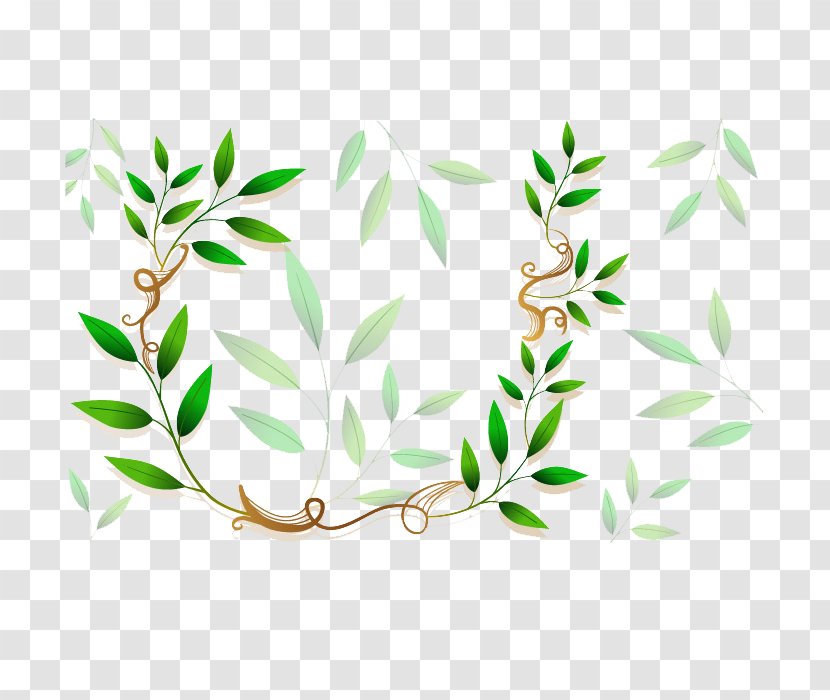 Flower Royalty-free Clip Art - Rectangle - Green Leaf Frame Transparent PNG