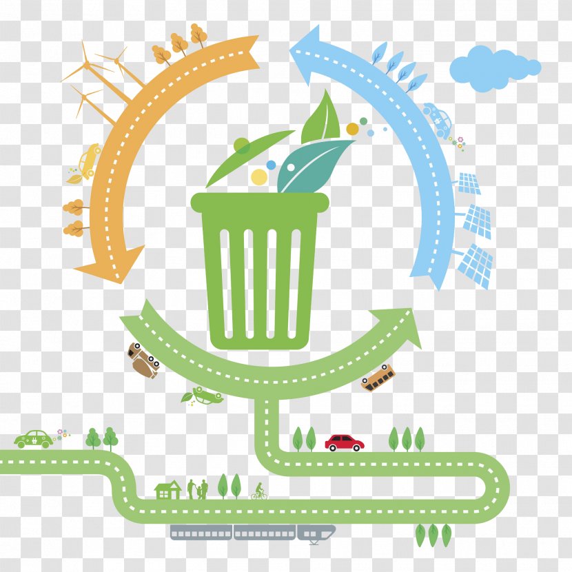 Recycling Drawing Waste - Text - Green Trash Can Transparent PNG