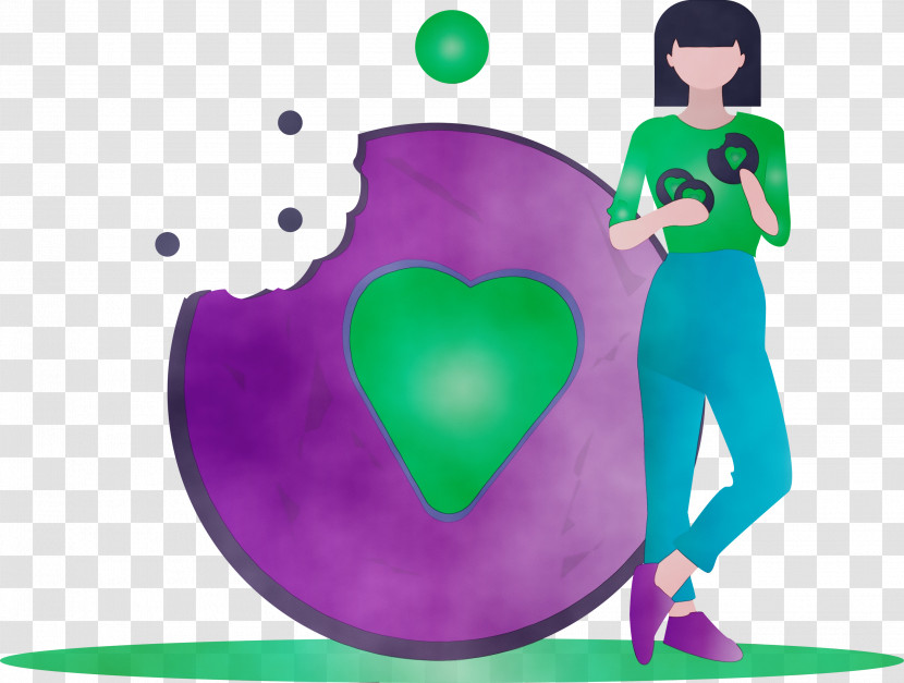 Green Purple Violet Cartoon Heart Transparent PNG