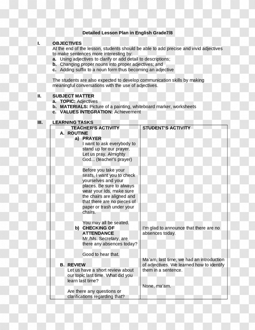 Lesson Plan National Secondary School Teacher Education Transparent PNG