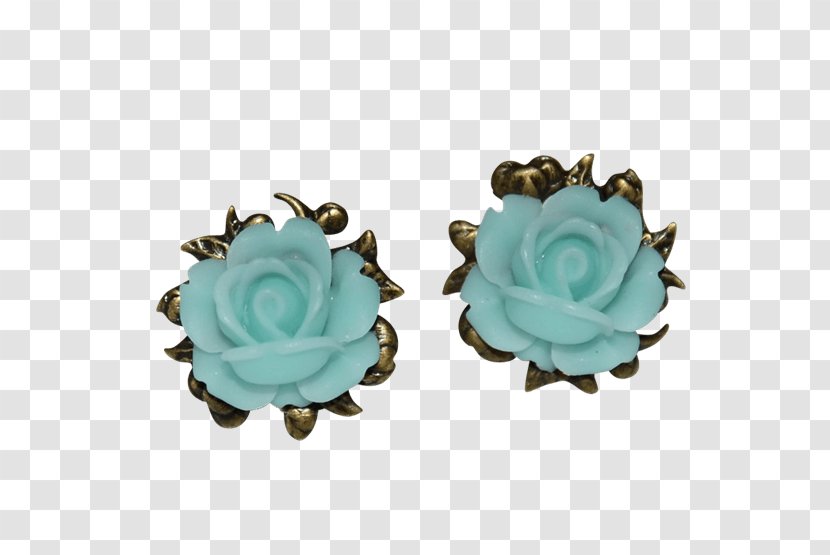 Turquoise Earring Rosaceae Body Jewellery Rose - Family Transparent PNG