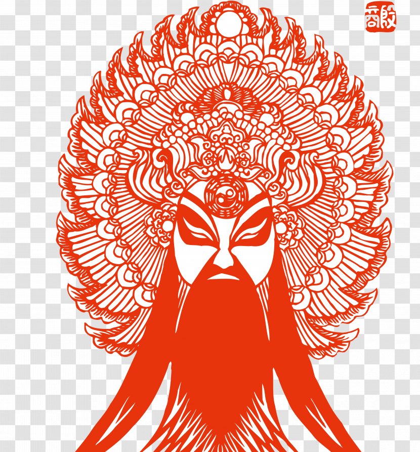 Chinese Paper Cutting Papercutting Budaya Tionghoa Peking Opera - Frame - Facebook Transparent PNG