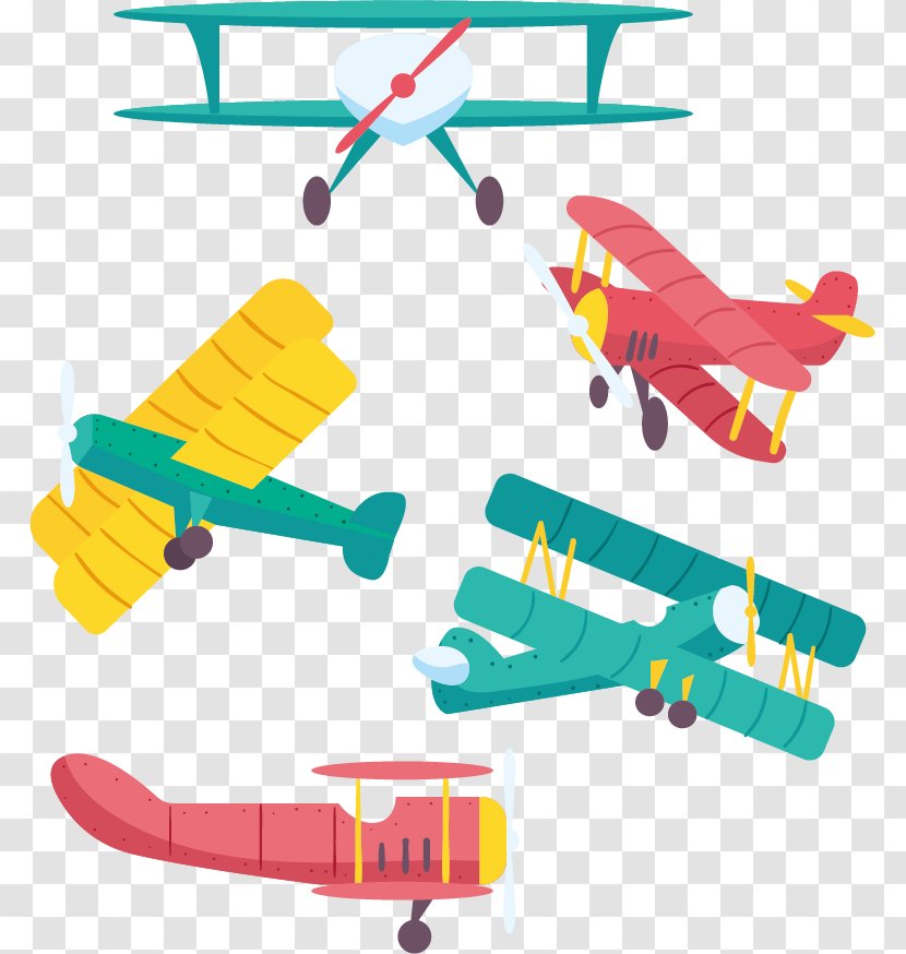 Airplane Helicopter Euclidean Vector - Biplane - Cartoon Transparent PNG