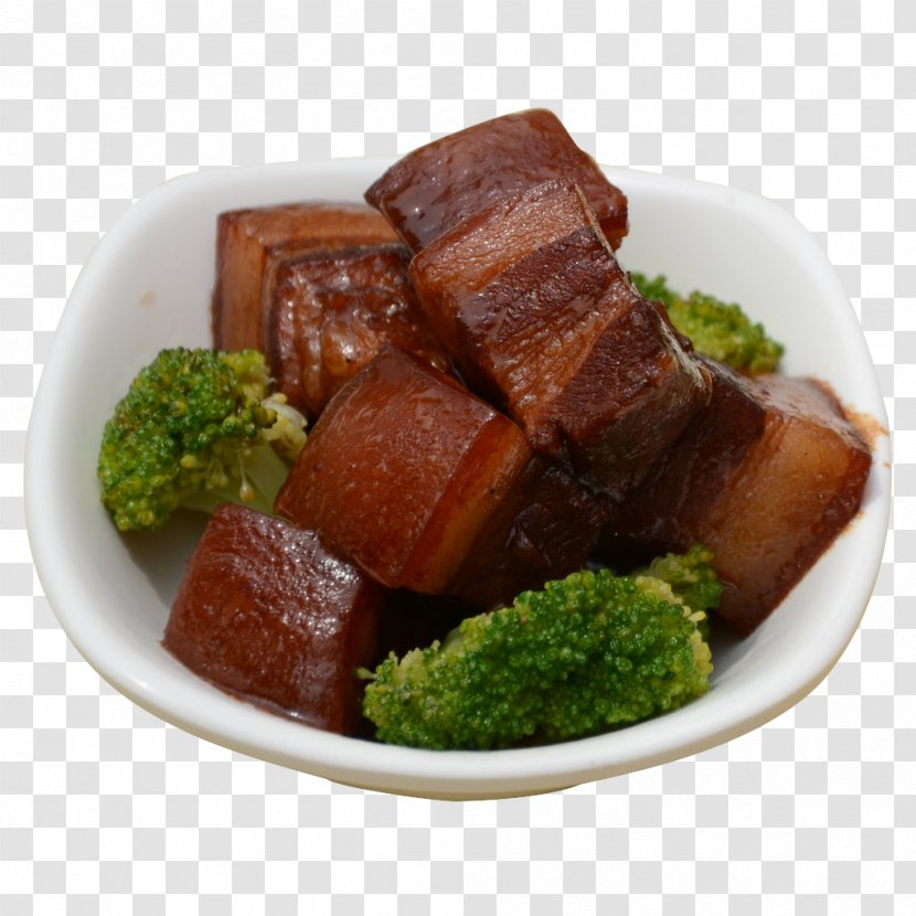 Red Braised Pork Belly Chinese Cuisine Fast Food Short Ribs - Roast Beef - Broccoli Transparent PNG