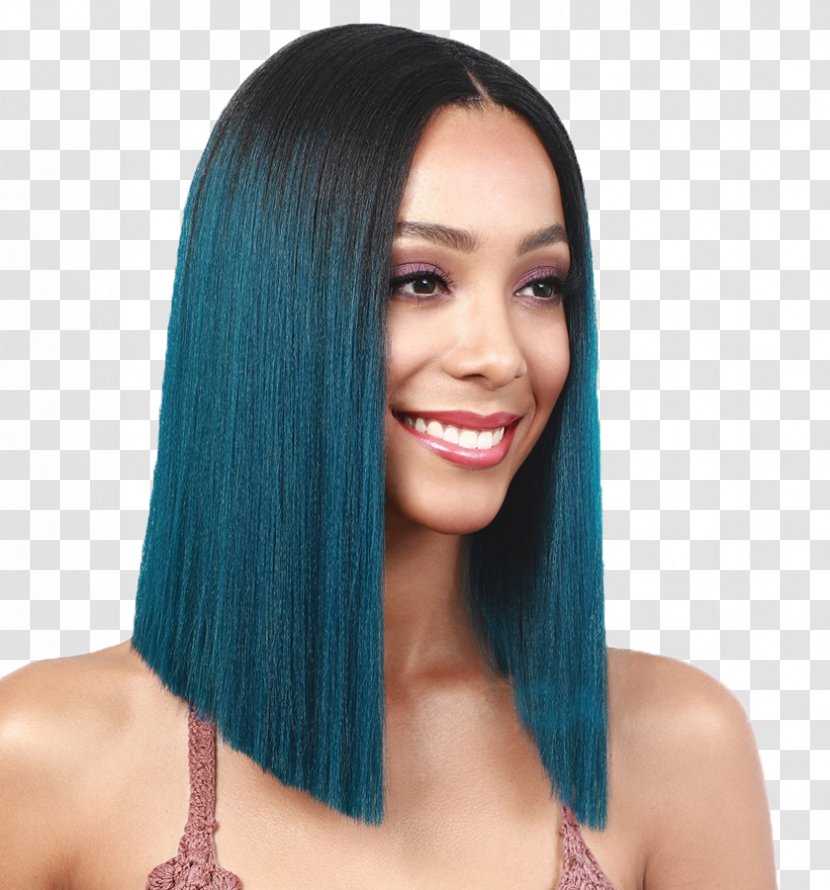Lace Wig Artificial Hair Integrations Fashion - Teal Transparent PNG