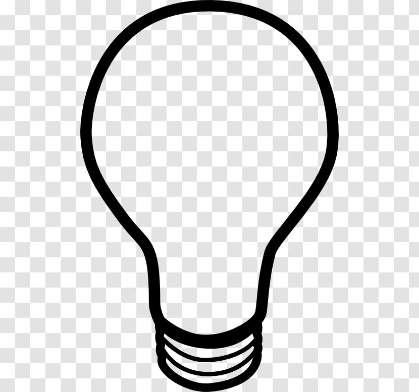 Incandescent Light Bulb Lamp Clip Art - Monochrome Photography Transparent PNG