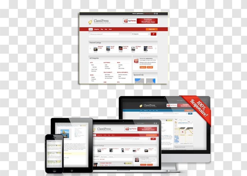 Web Page WordPress Responsive Design Classified Advertising - Html Transparent PNG