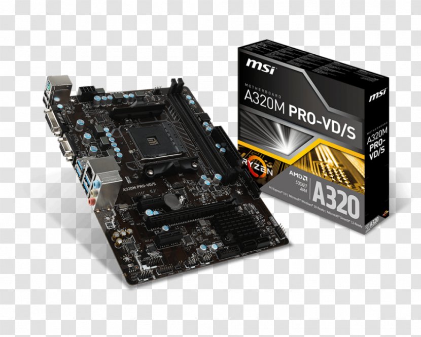 Socket AM4 Motherboard MSI A320M GAMING PRO ASROCK AMD CPU - Advanced Micro Devices - Msi Precision Specialty Instruments Transparent PNG