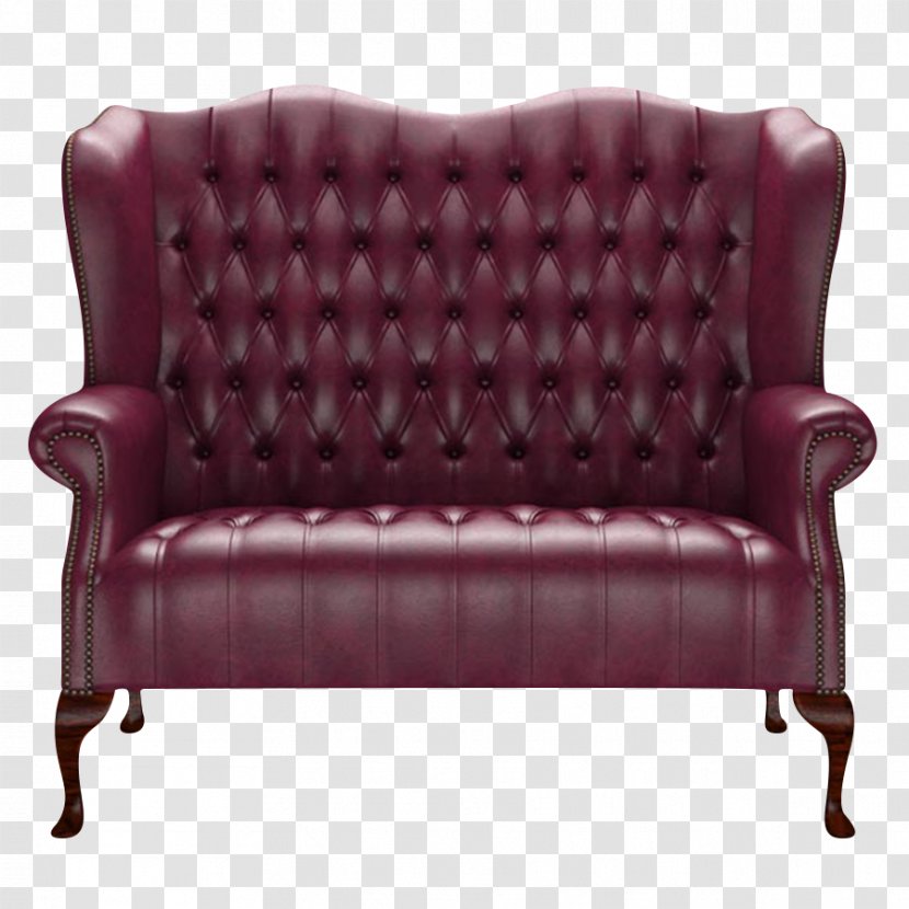 Loveseat Couch Leather Club Chair Chesterfield - Wade Transparent PNG