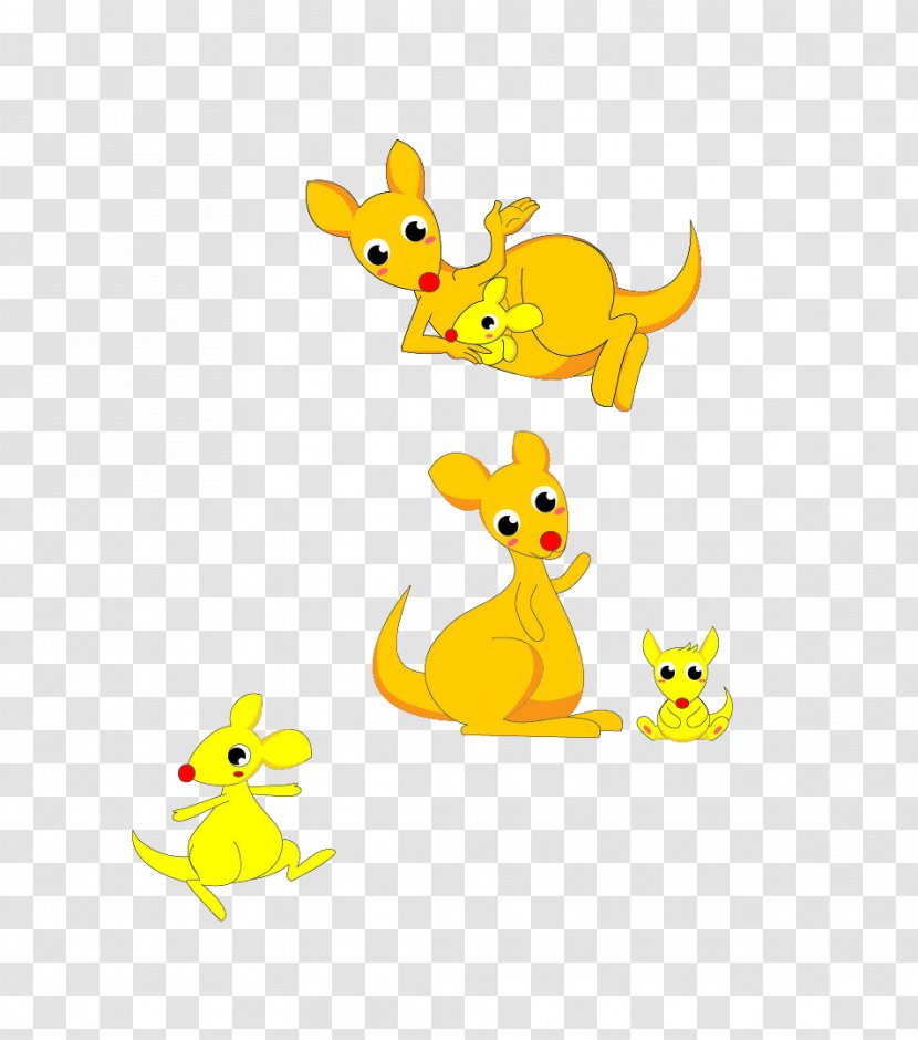 Kangaroo Illustration - Yellow - Cute Transparent PNG