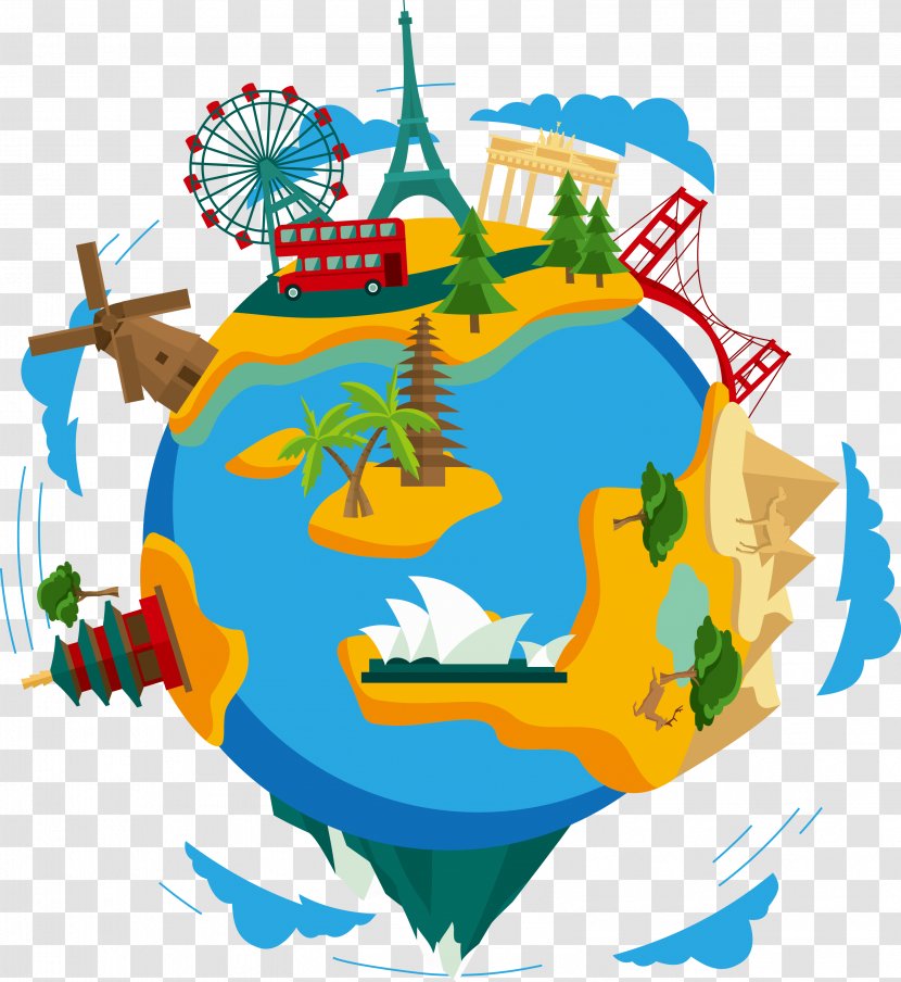 Earth Clip Art - Recreation - Global Travel Route Vector Transparent PNG
