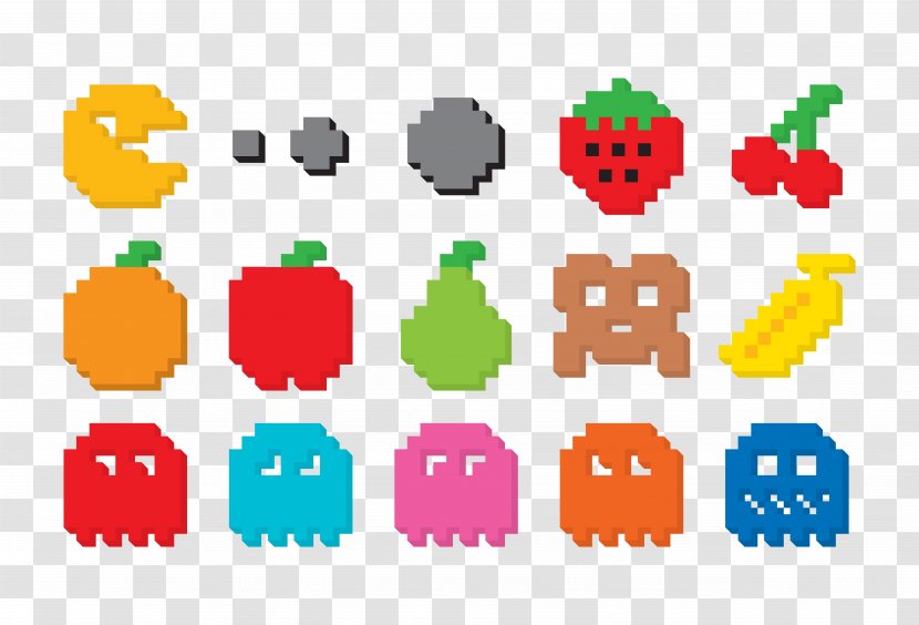 Pac-Man Video Game Arcade - Pixel Art - Space Invaders Transparent PNG
