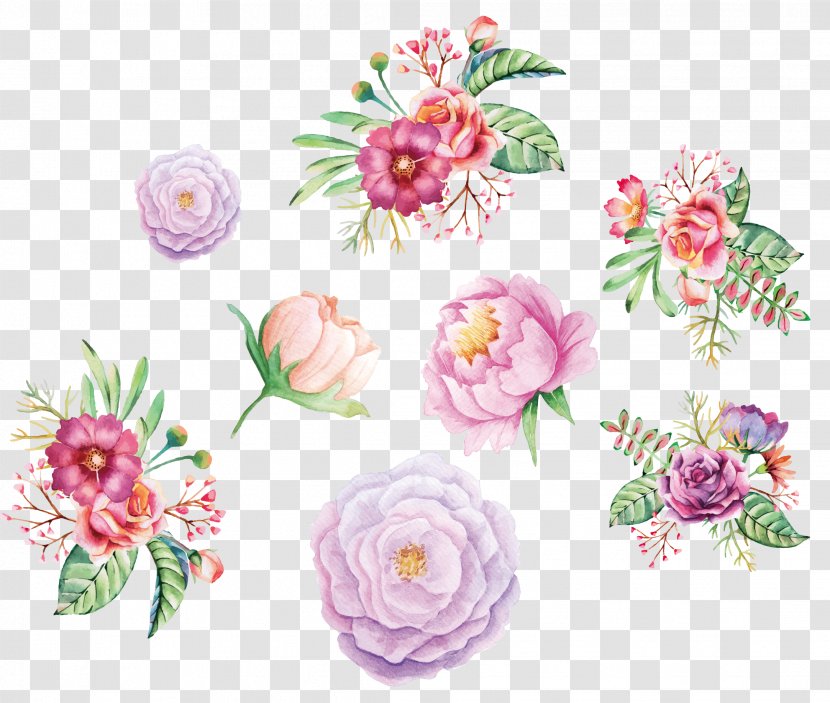 Watercolor Painting Flower Floral Design - Pink - Hand Painted Decoration Transparent PNG