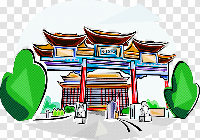 Architecture Property Chinese Architecture Cartoon Temple Transparent PNG
