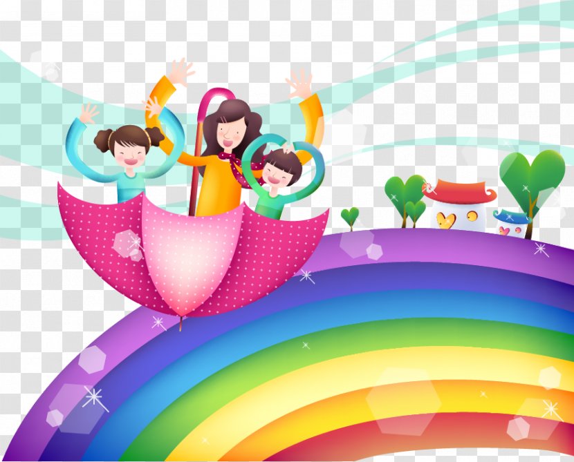 Cartoon Illustration - Comics - Vector Of Mother And Child Play Transparent PNG