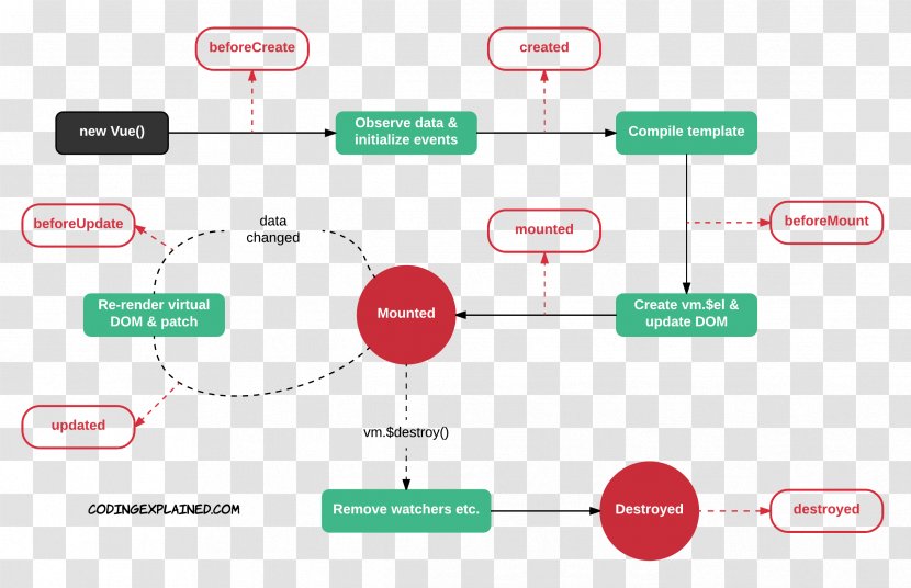 Vue.js Diagram Template Biological Life Cycle Instance - Vuejs Transparent PNG