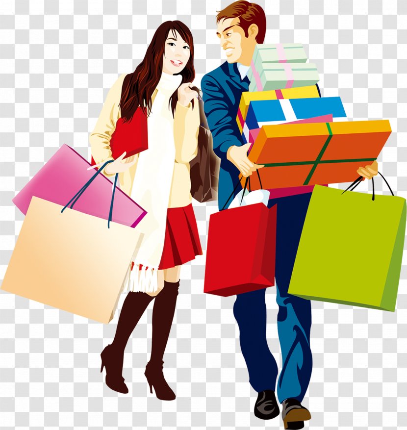 Shopping Clip Art - Cartoon - Men And Women Transparent PNG