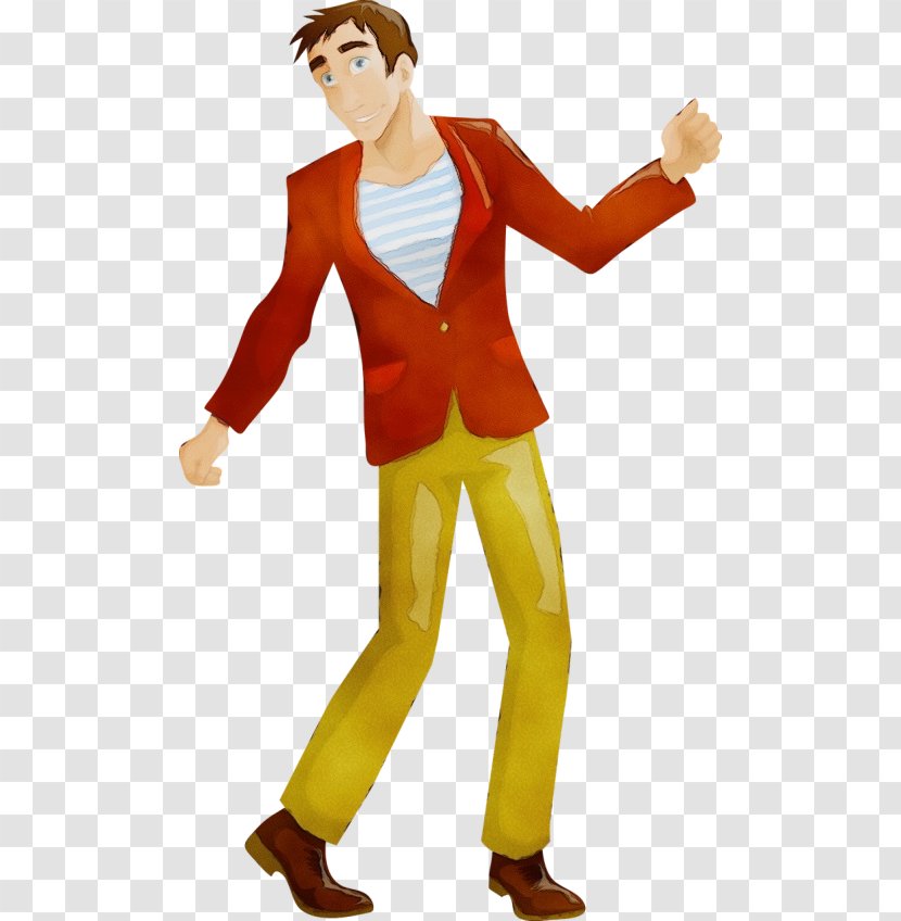 Cartoon Standing Costume Yellow Gesture - Design Animation Transparent PNG