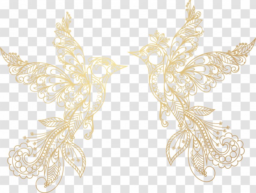 Bird Earring Transfer Textile Nature - Earrings - Golden Birds Transparent PNG