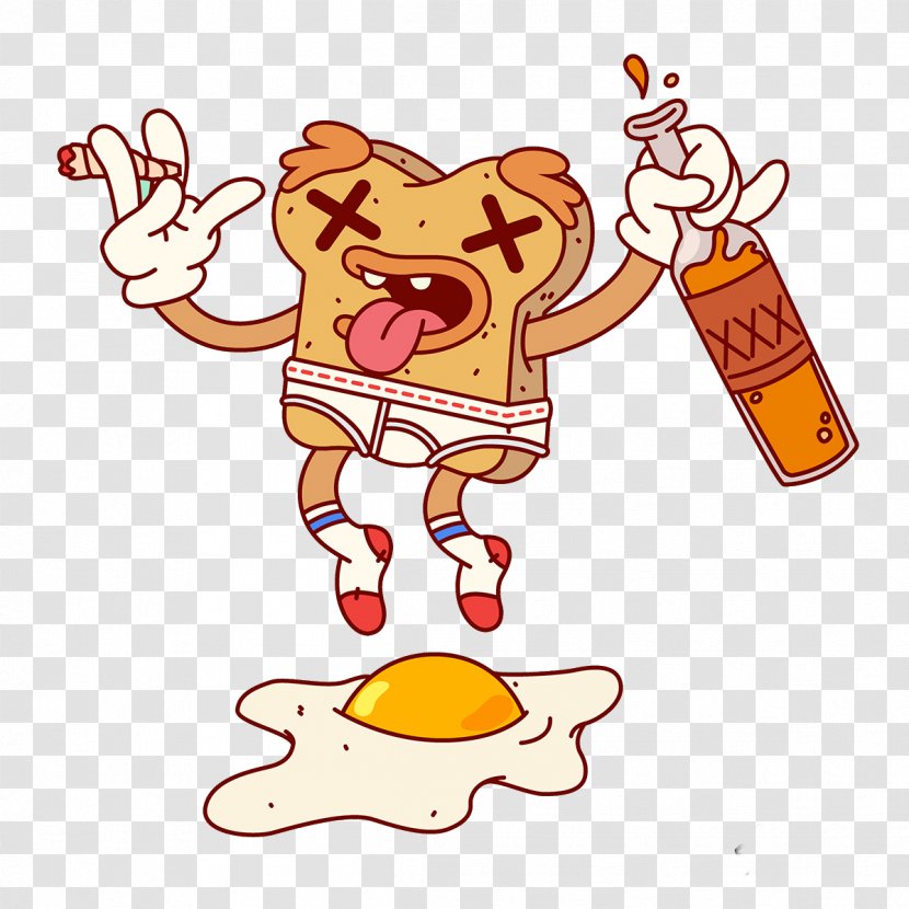 Breakfast Creamed Eggs On Toast French Fries Illustration - Silhouette - Suicide Transparent PNG