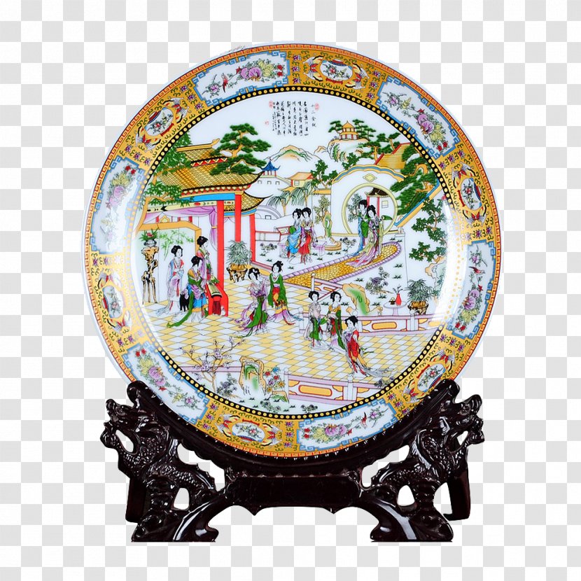 Jingdezhen Ceramic Porcelain Plate Decorative Arts - Serveware - Pastel Twelve Women Transparent PNG