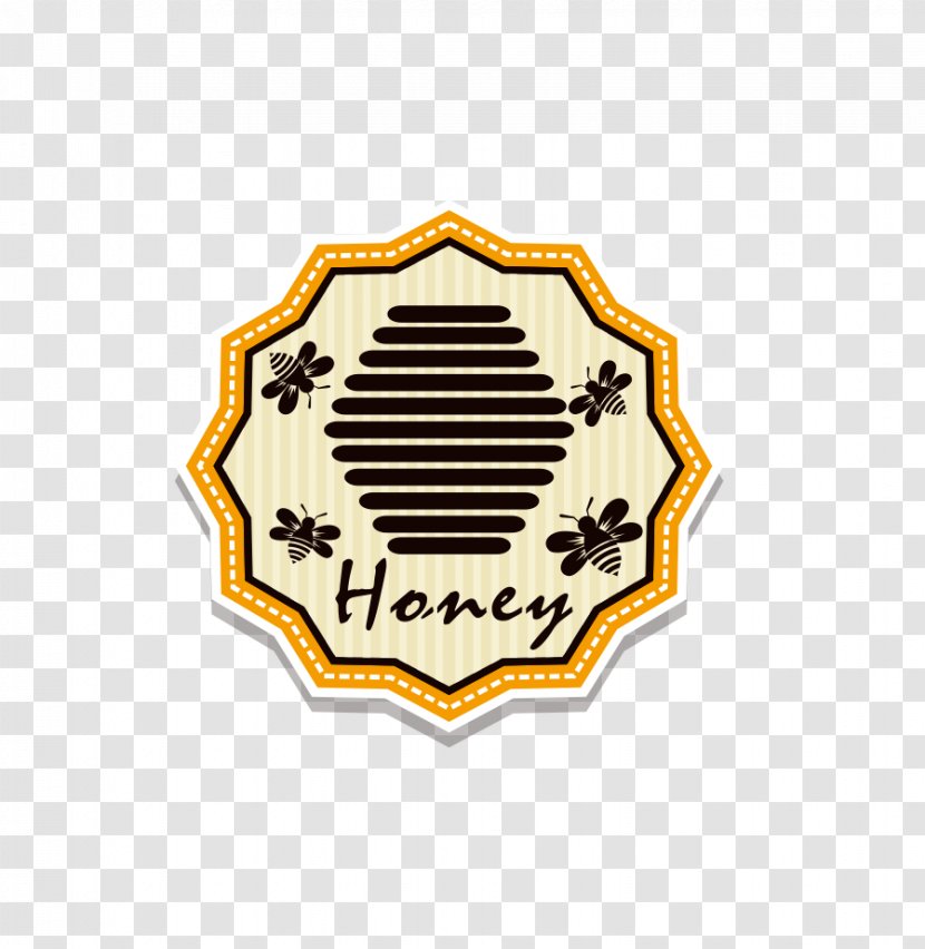 Honey Bee Euclidean Vector - Brand - Yellow Hexagon Seal Sticker Transparent PNG